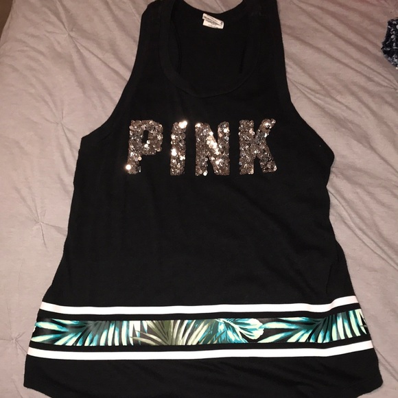 PINK Victoria's Secret Tops - PINK racer back tank top with sequin detailing